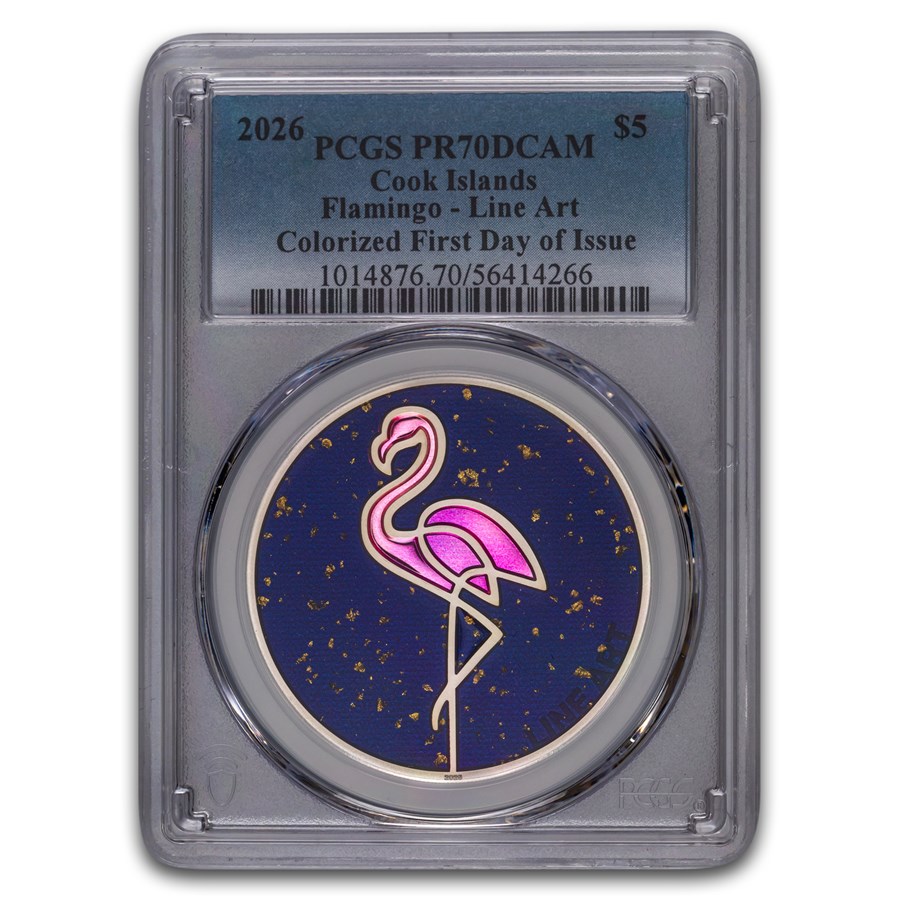 2026 Cook Islands 1 oz Silver Line Art: Flamingo PR-70 PCGS FDI 2026 Cook Islands 1 oz Silver Line Art: Flamingo PR-70 PCGS FDI