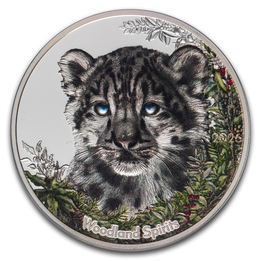 2026 Mongolia 1 oz Ag Woodland Spirit Snow Leopard PR-70 PCGS FDI