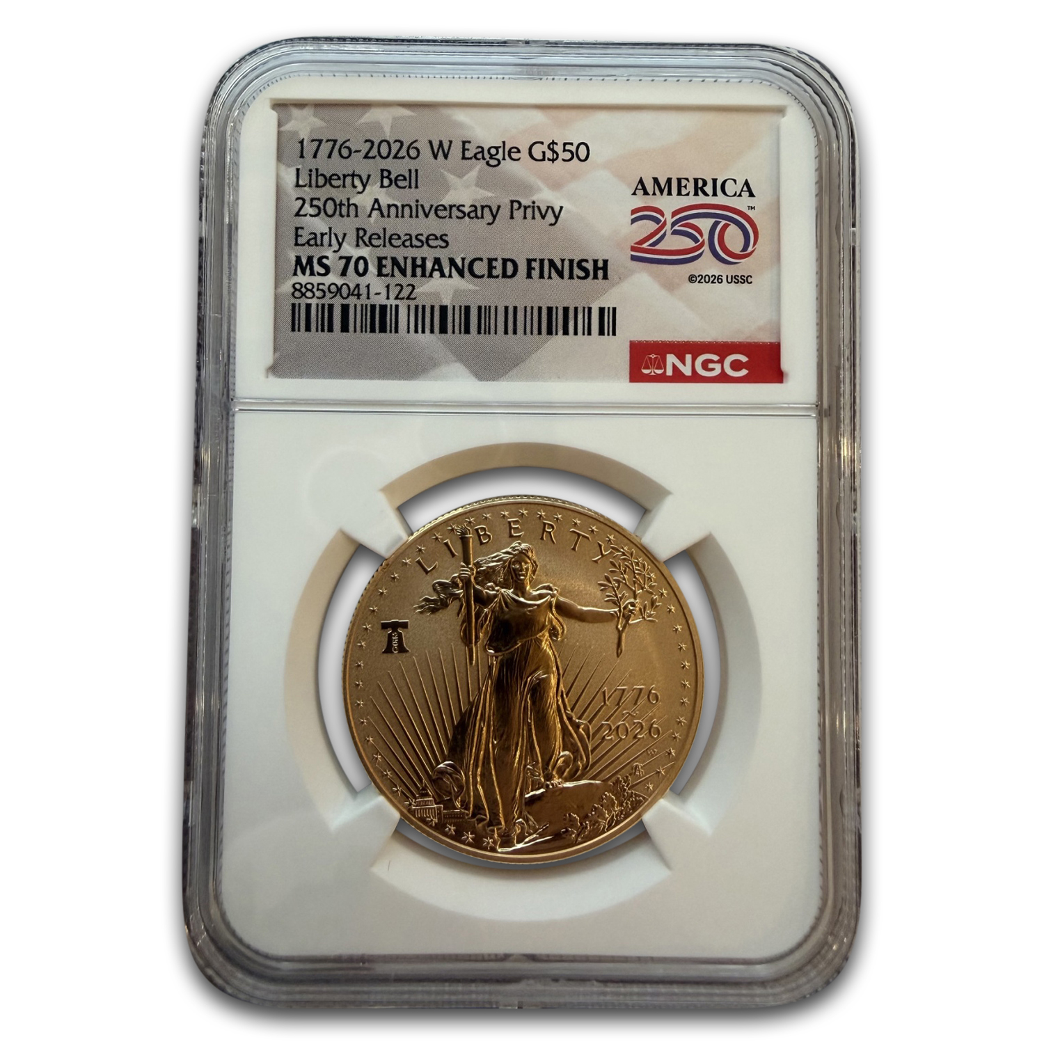 2026-W 1 oz Burnished Gold Eagle Dual Date MS-70 NGC (ER, 250th)