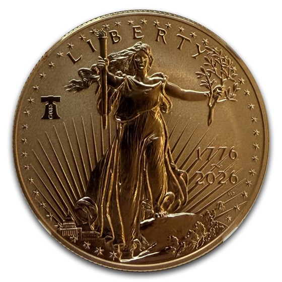 2026-W 1 oz Burnished Gold Eagle Dual Date MS-70 NGC (ER, 250th)