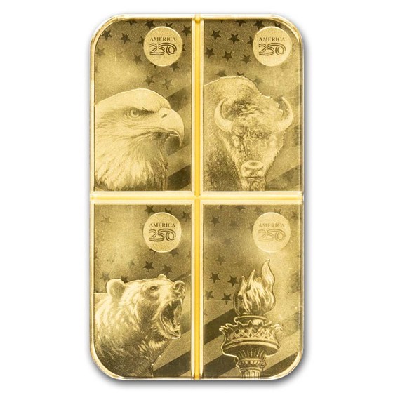 1 oz Gold Bar - America250™ (Breakaway Gold Bar. In Assay)