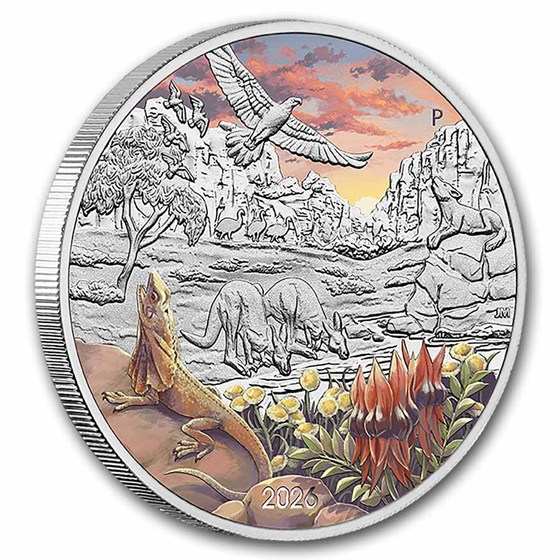 2026 AUS 1 oz Silver Colorized Wonders of Australia BU (In card)