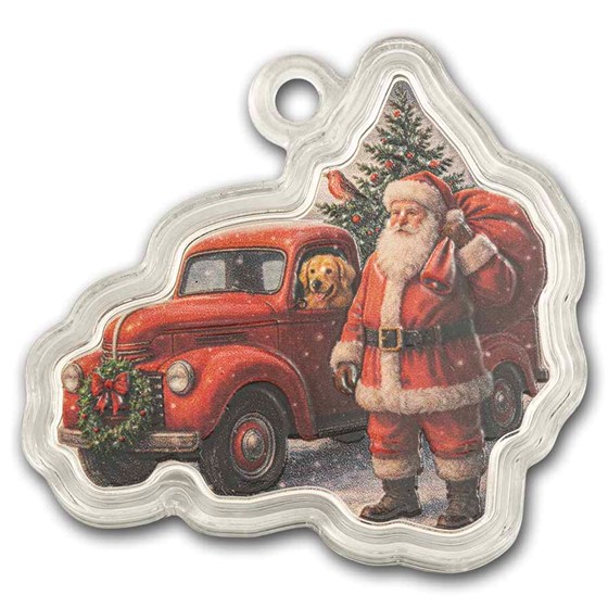 2026 PAMP 1 oz Silver $2 Shaped &amp; Colorized Santa &amp; Red Truck