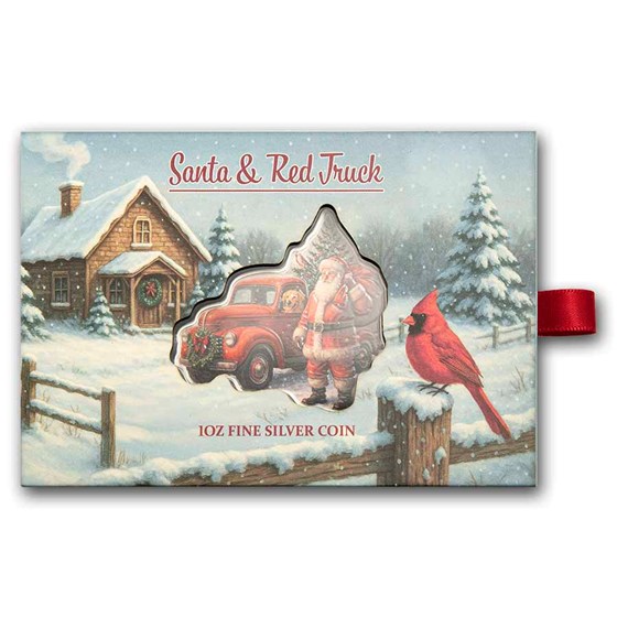 2026 PAMP 1 oz Silver $2 Shaped &amp; Colorized Santa &amp; Red Truck