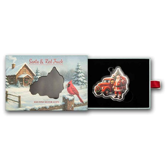 2026 PAMP 1 oz Silver $2 Shaped &amp; Colorized Santa &amp; Red Truck
