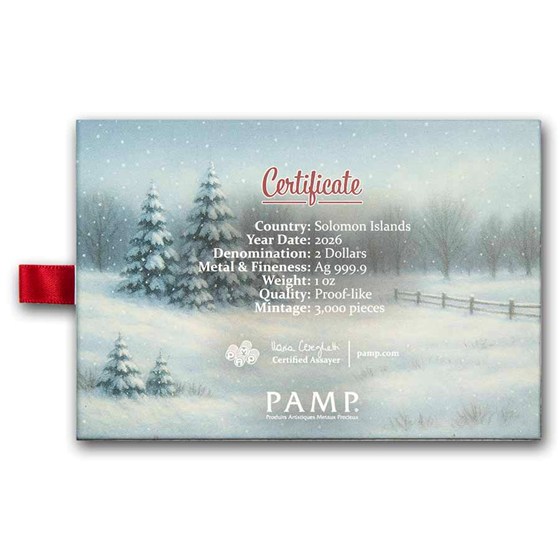 2026 PAMP 1 oz Silver $2 Shaped &amp; Colorized Santa &amp; Red Truck