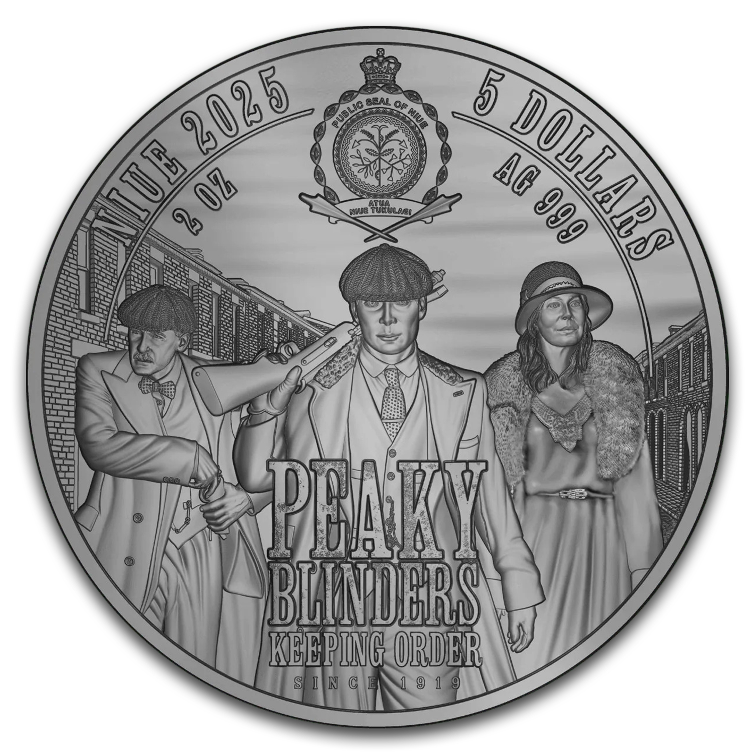 2025 Niue 2 oz Silver Antique Coin Peaky Blinders: Polly Gray