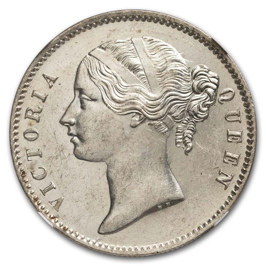 1840 (B&C) British India Silver Rupee Victoria MS-63 NGC