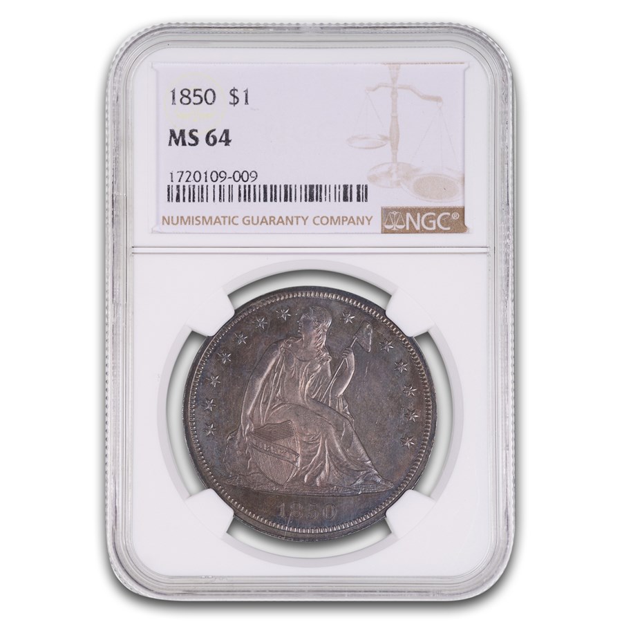 1850 Liberty Seated Dollar MS-64 NGC