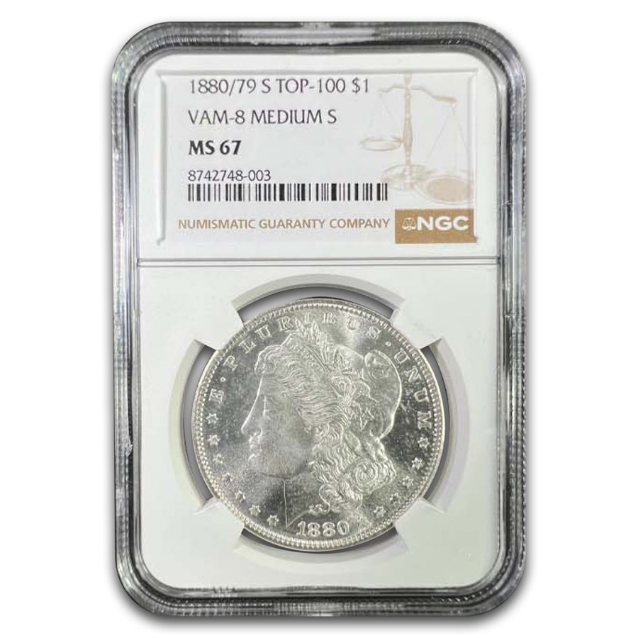 1880/79-S Morgan Dollar MS-67 NGC (VAM-8, Medium S, Top-100)