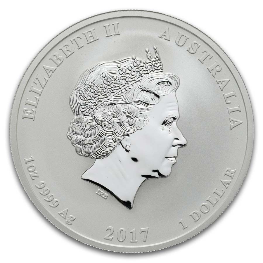 2017 Australia 1 oz Silver Dragon & Phoenix BU - Colored & Gilded