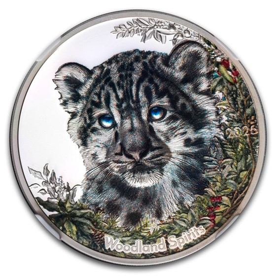 2026 Mongolia 1 oz Ag Woodland Spirits: Snow Leopard PF-70 NGC FR