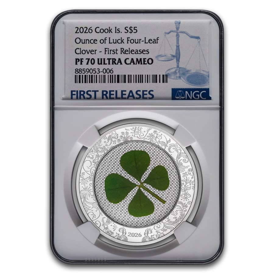 2026 Cook Isl 1 oz Ag $5 Four-Leaf Clover Oz of Luck PF-70 NGC FR