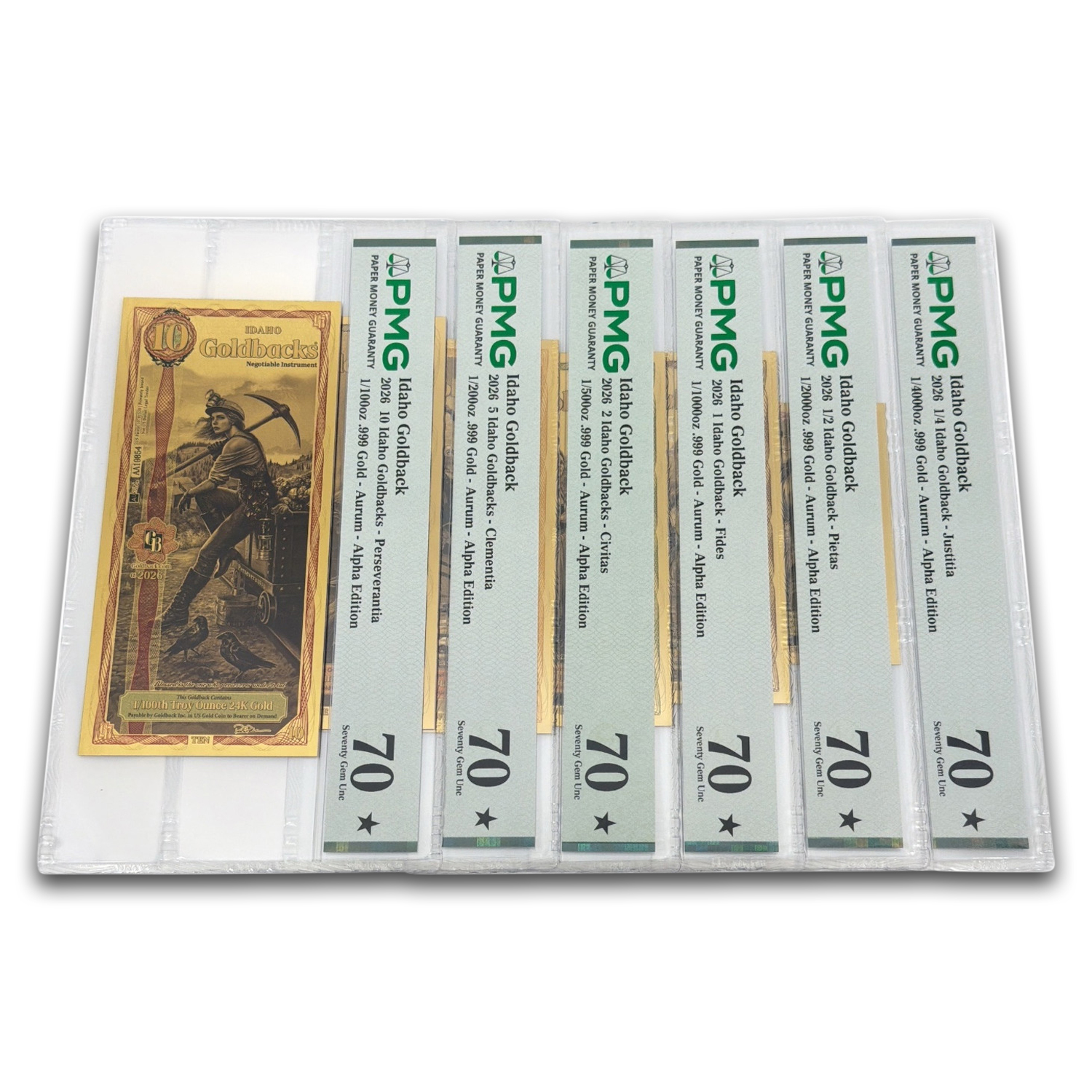 2026 Idaho Goldback 6-Note Starter Set PMG 70 (1/4-10)