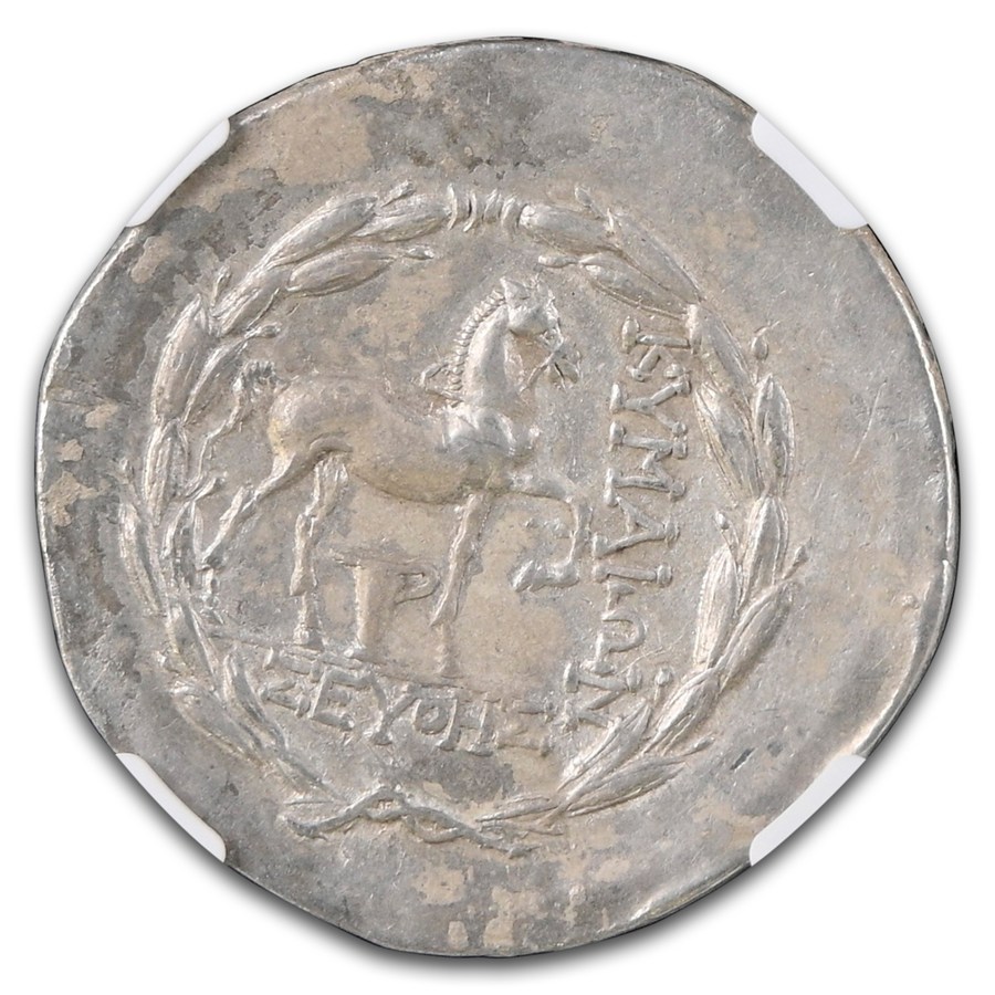 Cyme Aeolis AR Tetradrachm (2nd cent BC) XF NGC (5/2)
