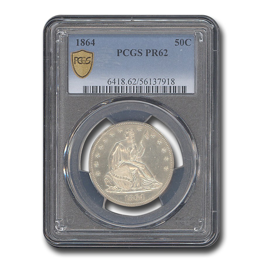 1864 Liberty Seated Half Dollar PR-62 PCGS