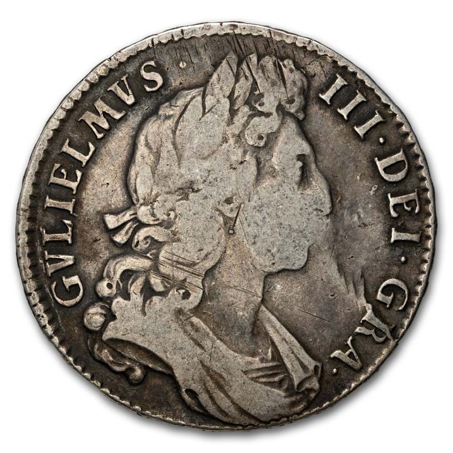 1696-1697 England Silver Half Crown William III Avg Circ