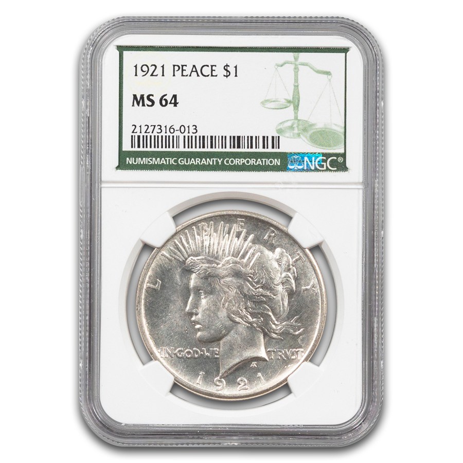 1921 Peace Dollar MS-64 NGC (Green Label)
