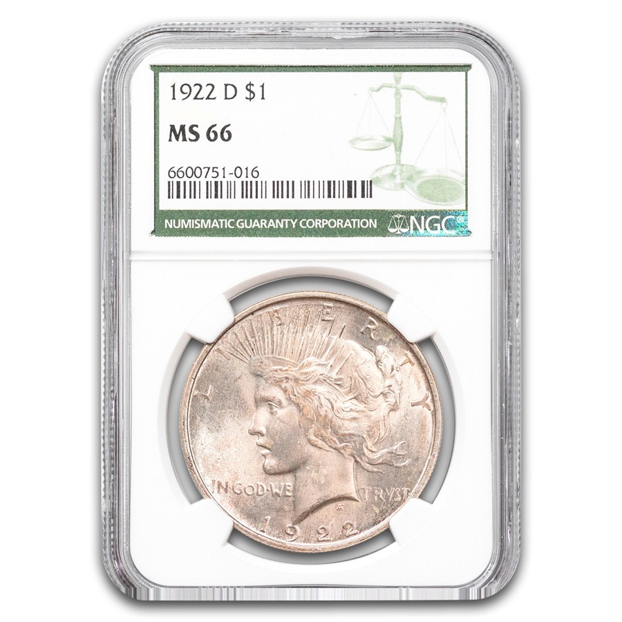1922-D Peace Dollar MS-66 NGC (Green Label)