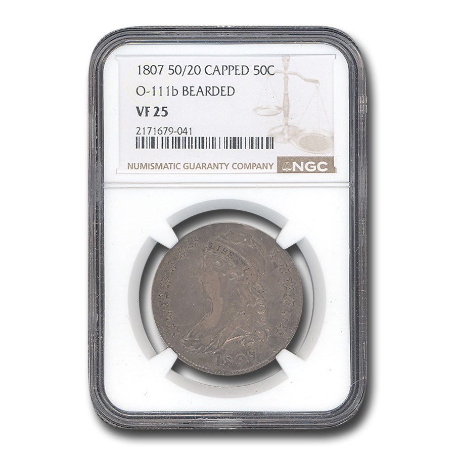 1807 Capped Bust Half Dollar VF-25 NGC (O-11 1b, Bearded, 50/20)