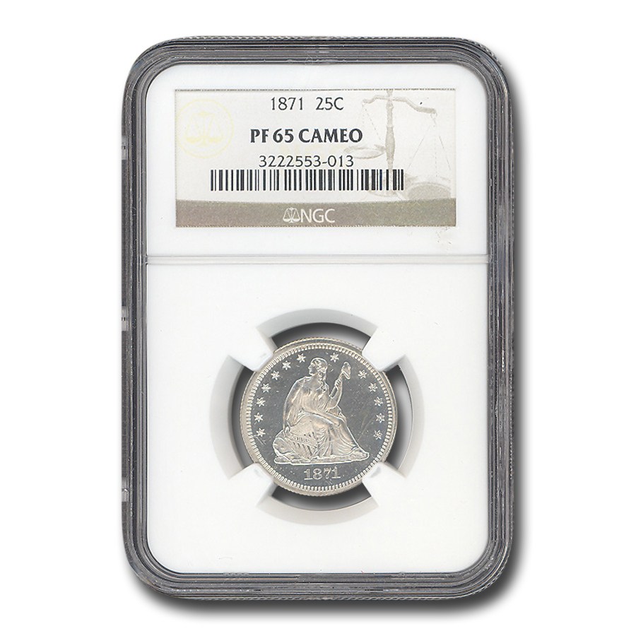1871 Liberty Seated Quarter PF-65 Cameo NGC