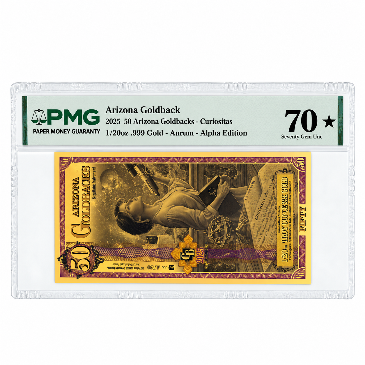 2025 50 Arizona Goldback - Aurum Gold Foil Note (24k) PMG 70