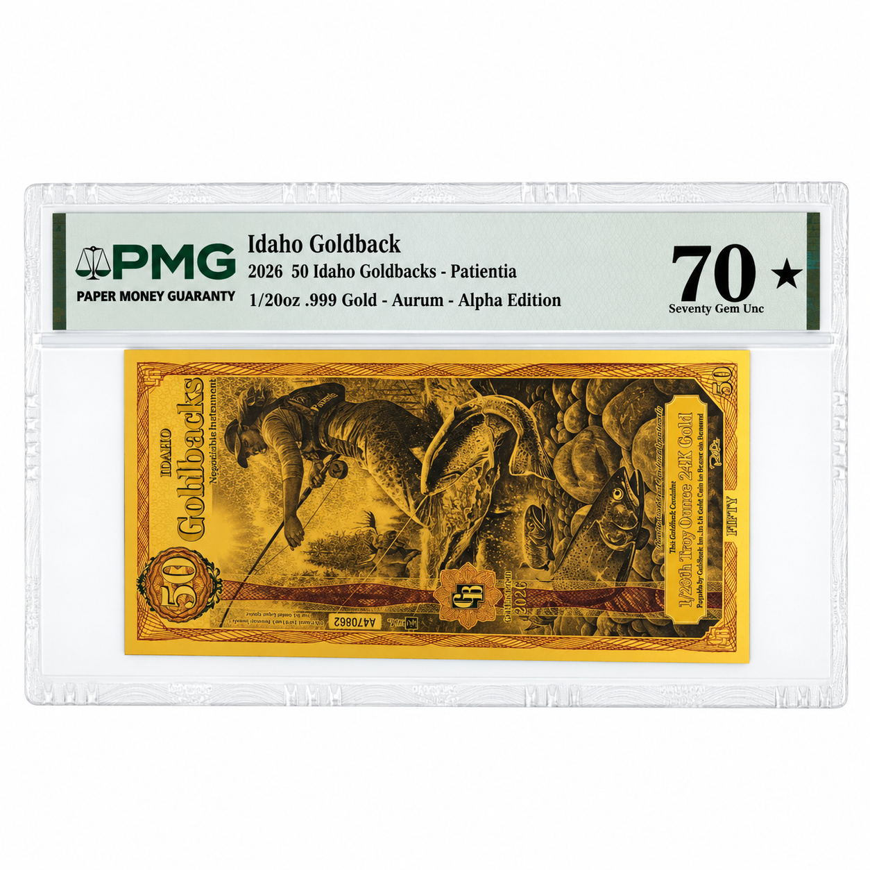 2026 50 Idaho Goldback - Aurum Gold Foil Note (24k) PMG 70