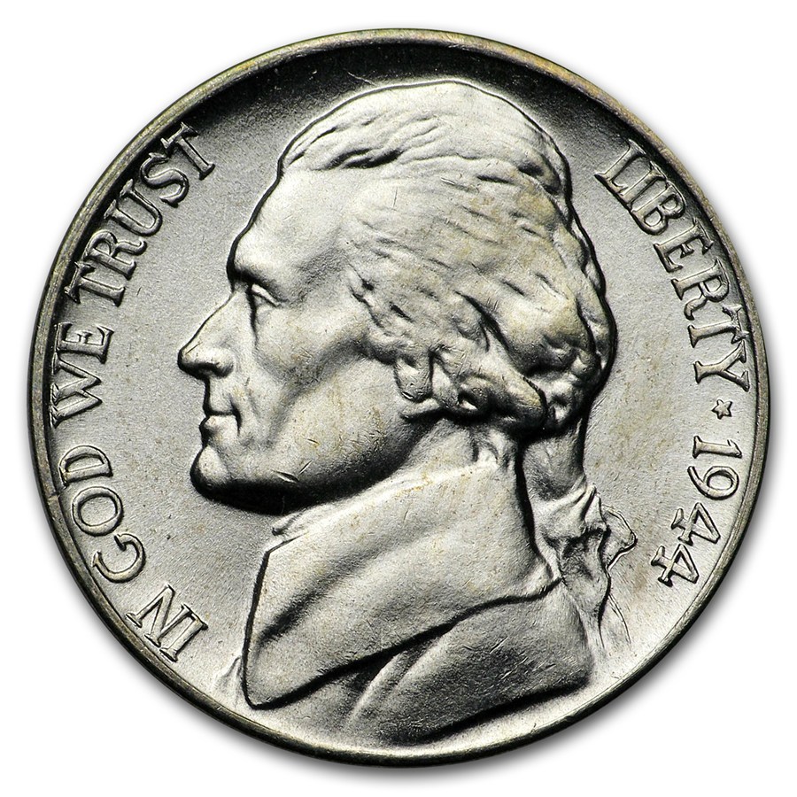 1944-D 35% Silver Wartime Jefferson Nickel Roll BU