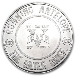 5 oz Silver Round - Running Antelope (The Silver Chief)