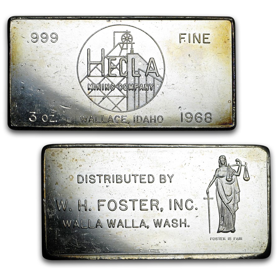 3 oz Silver Bar - Idaho Mines - W.H. Foster - Vintage
