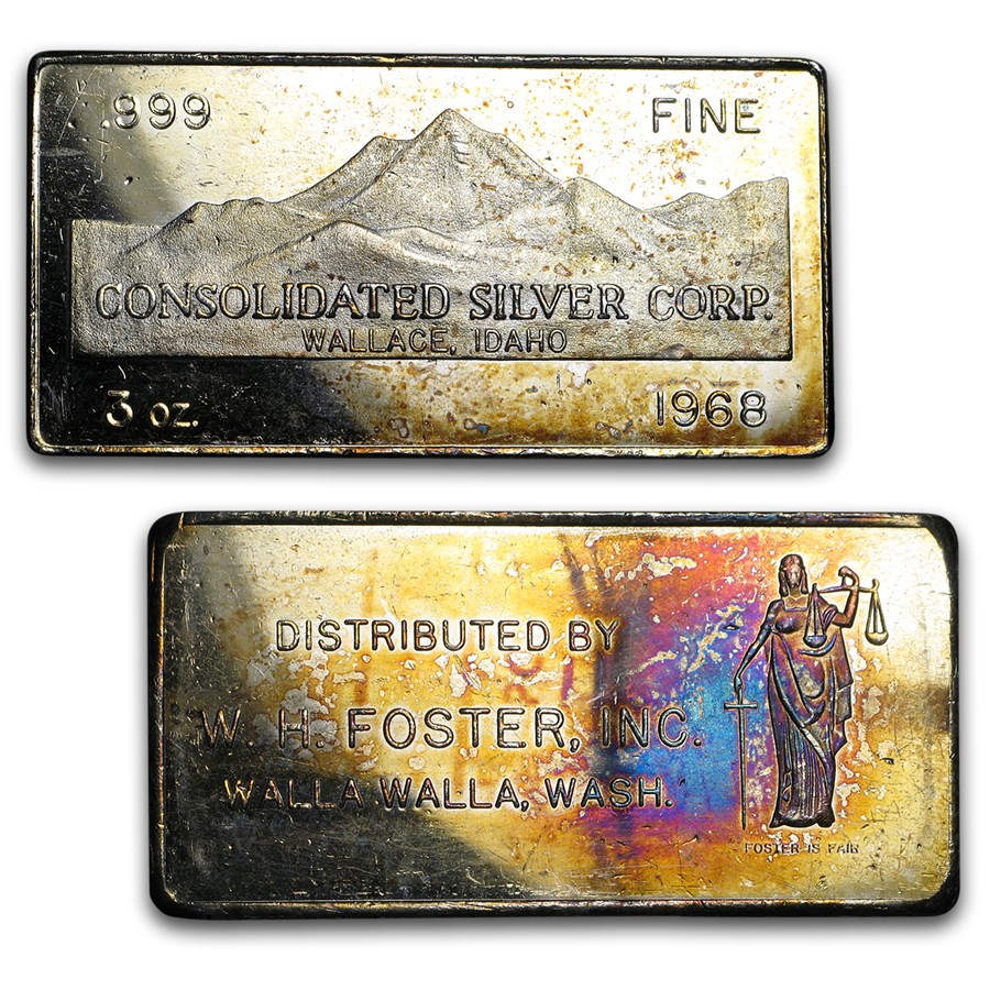 3 oz Silver Bar - Idaho Mines - W.H. Foster - Vintage