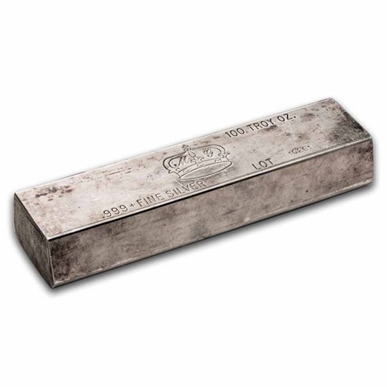 100 oz Silver Bar - MG Crown
