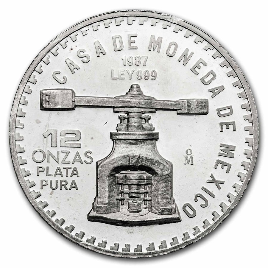 1987 Mexico Silver 12 Onzas US Constitution (Abrasions)