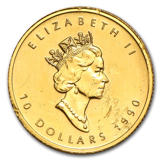 1/4 oz Gold Canadian Maple Leaf (Abrasions)