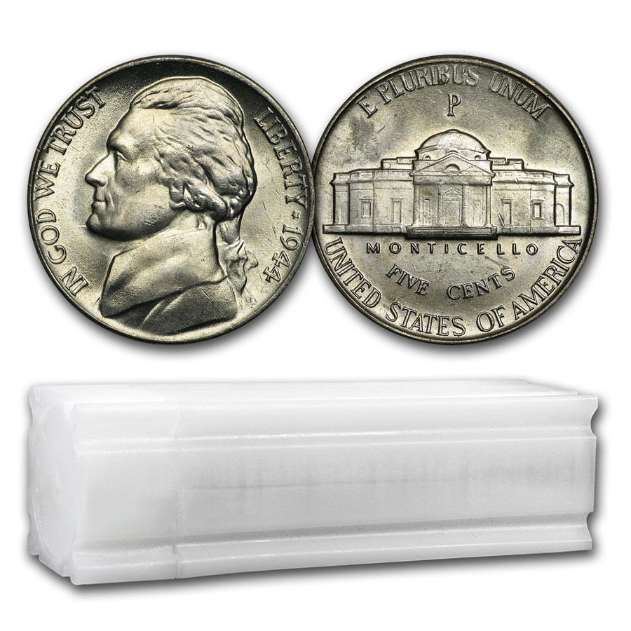 1944-P 35% Silver Wartime Jefferson Nickel Roll BU