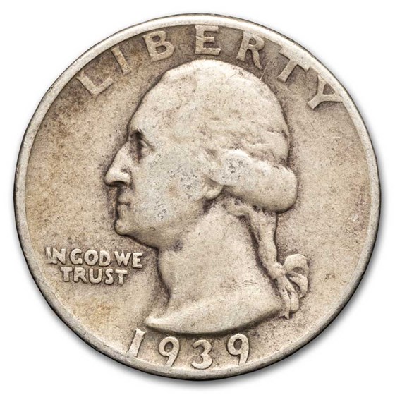 1939-D Washington Quarter 40-Coin Roll Avg Circ