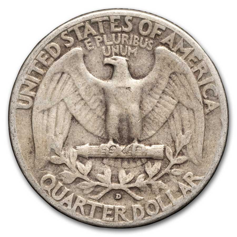 1939-D Washington Quarter 40-Coin Roll Avg Circ