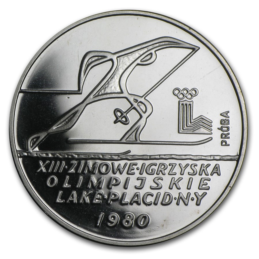 1980 Poland Silver 200 Zlotys Lake Placid Olympics Pattern Proof