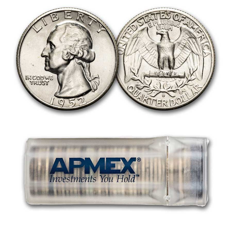 1952-D Washington Quarter 40-Coin Roll BU
