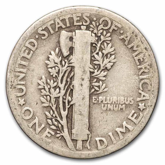 1927 Mercury Dime 50-Coin Roll Avg Circ