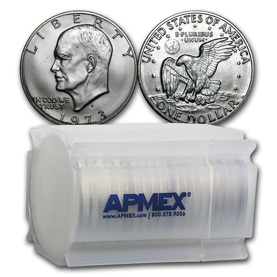 1973-S 40% Silver Eisenhower Dollar 20-Coin Roll BU 1973-S 40% Silver Eisenhower Dollar 20-Coin Roll BU
