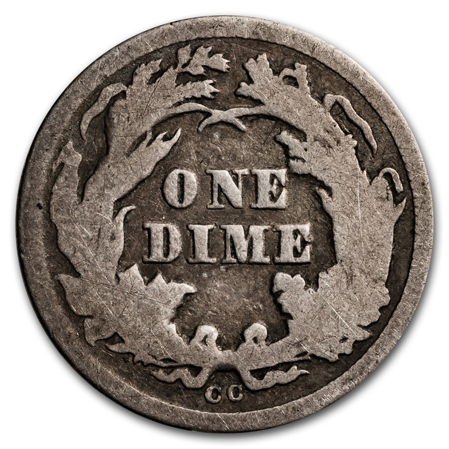 1876-CC Liberty Seated Dime VG