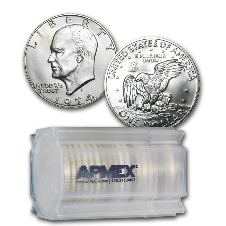 1974-S 40% Silver Eisenhower Dollars 20-Coin Roll BU