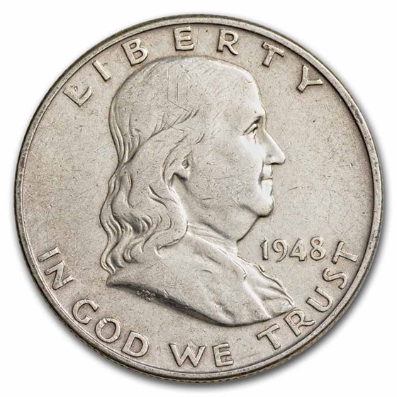 1948 Franklin Half Dollar 20-Coin Roll Avg Circ