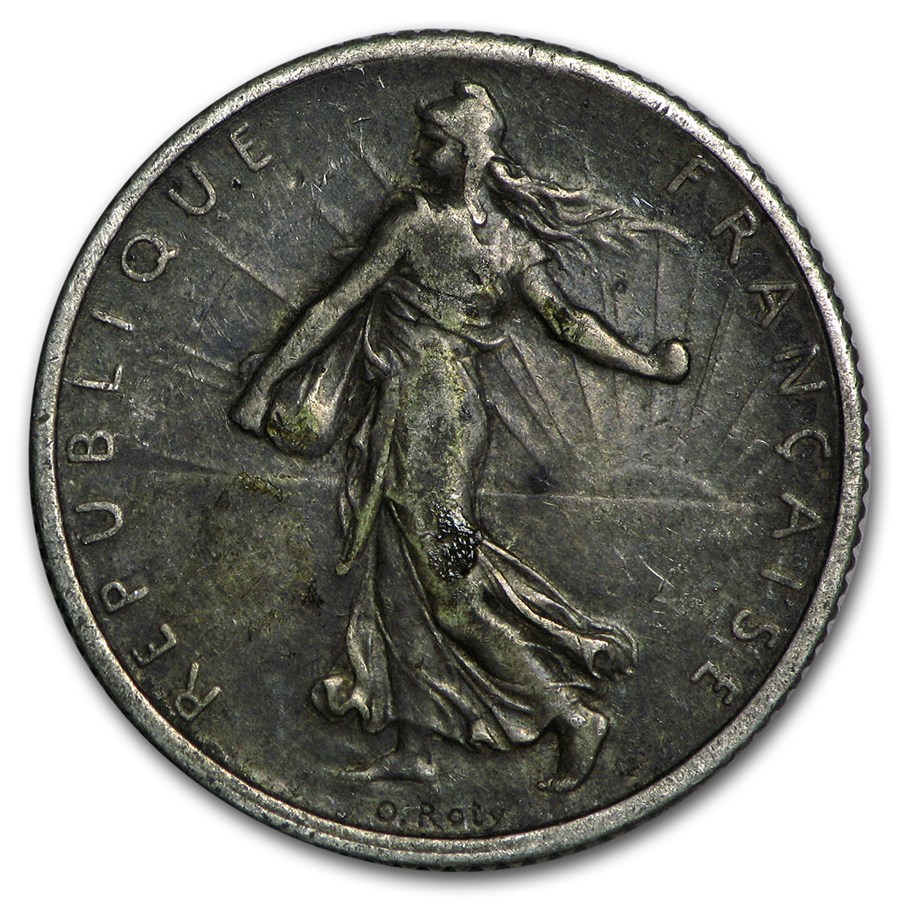 1898-1920 French Third Republic Silver Franc the Sower Avg Circ