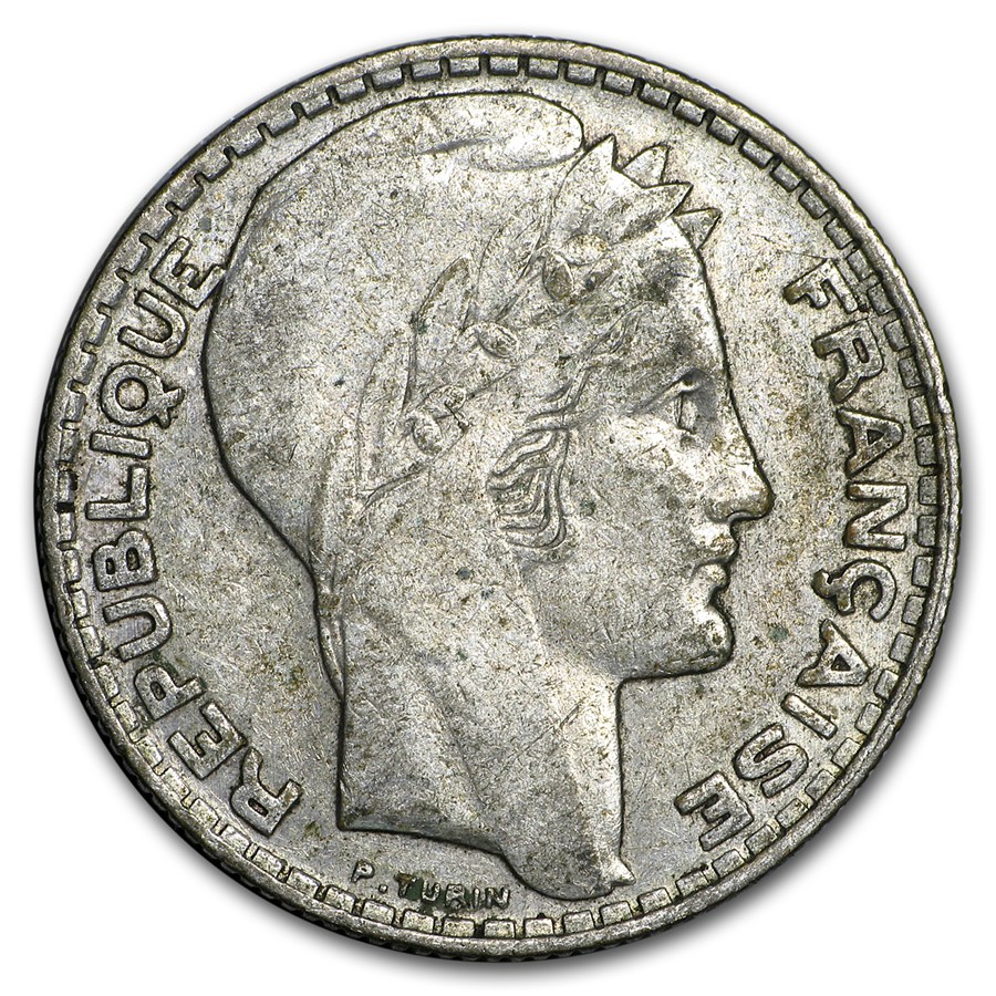 1929-1939 France Silver 10 Francs Avg Circ (Random)