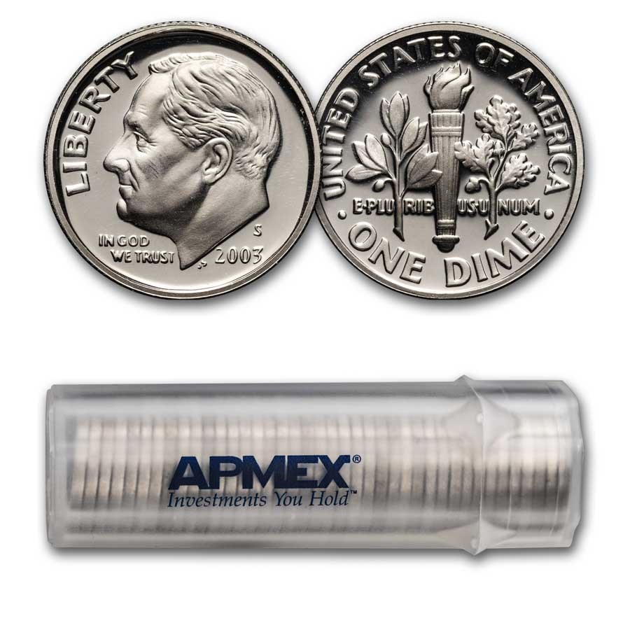 2003-S Roosevelt Dime 50-Coin Roll Proof (Silver)