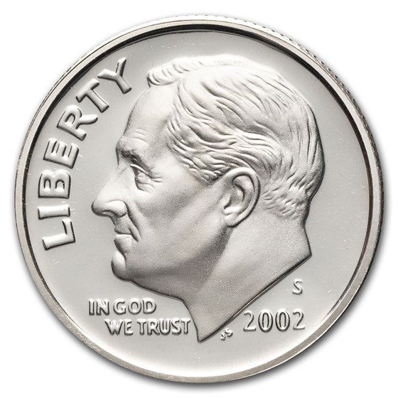 2002-S Roosevelt Dime 50-Coin Roll Proof (Silver)