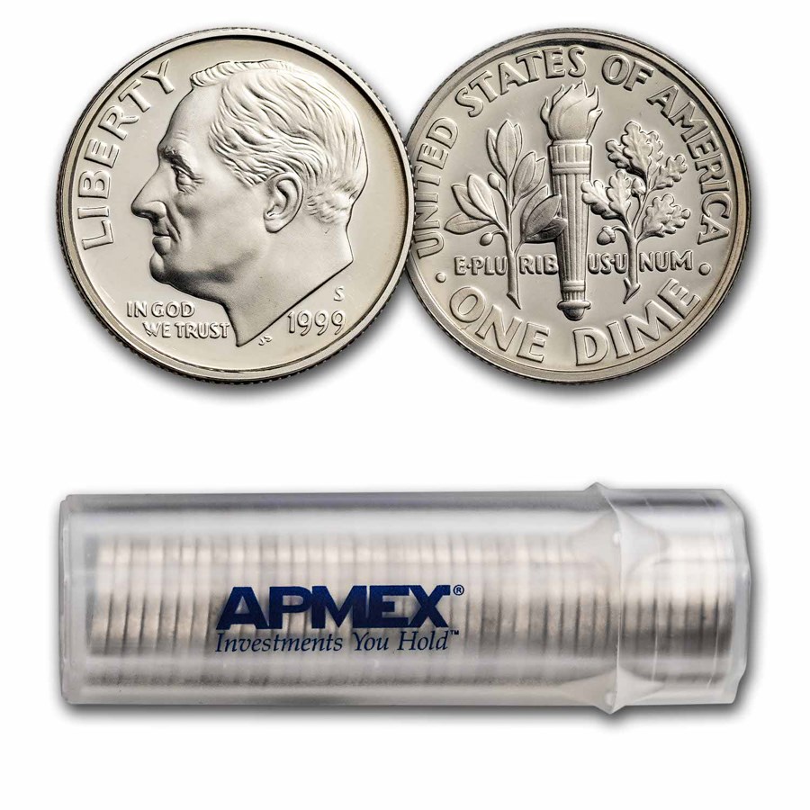 1999-S Roosevelt Dime 50-Coin Roll Proof (Silver)