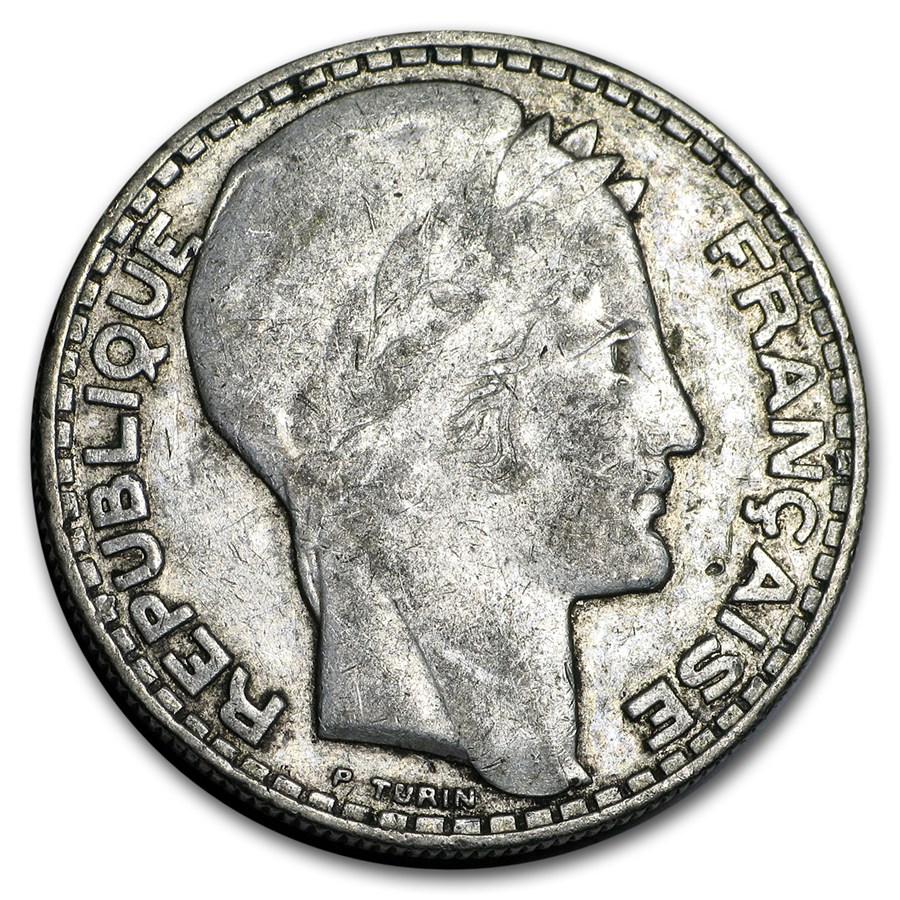 1929-1939 France Silver 20 Francs Avg Circ (ASW .4372) 1929-1939 France Silver 20 Francs Avg Circ (ASW .4372)